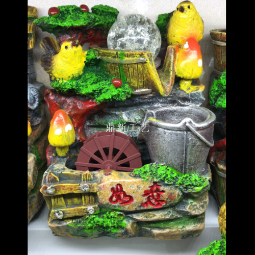 树脂流水假山喷泉落地摆设客厅办公室加湿雾化厂家直销来样定做