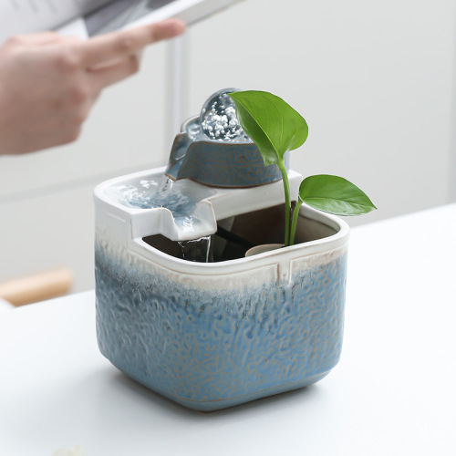 桌面流水摆件小摆件流水小喷泉水晶球现代简约水景