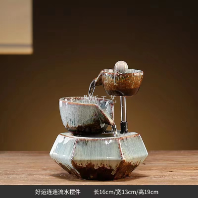 Ceramic Flowing Water Ornaments Rockery Fountain Bonsai Desktop Living Room Decorative Crafts