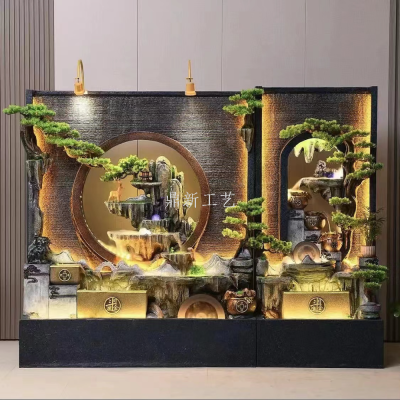 Resin Water Fountain Large Rockery Decoration Living Room Decorative Crafts Office Atomization Decoration