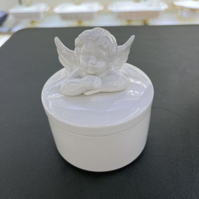 Angel Jewelry Box Candy Box Storage Box Home Decoration Ceramic Little Angel Cupid Pure White Exquisite Gift