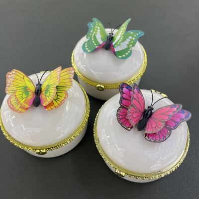 Jewelry Box Ceramic Jewelry Box Flip Jewelry Box Plastic Ring Jewelry Box with Butterfly Jewelry Box Candy Gift Box