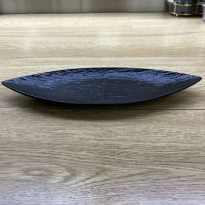 Ceramic Plate Stone Pattern Plate Black Plate Stone Pattern Willow Leaf Plate Japanese Tray European Plate Cold Dish Salad Dish