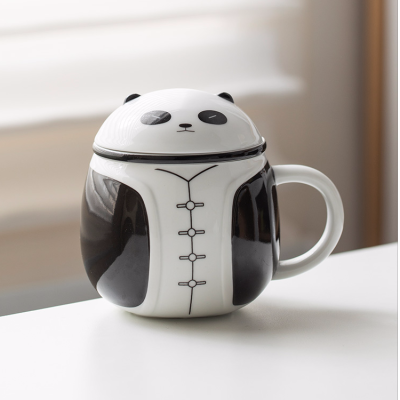 Cute Panda Tea Making Filter Cup with Lid Ceramic Tea Brewing Cup Men's Personal Dedicated Tea Water Separation Ladies Tea Cup