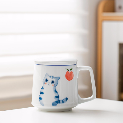Tea Cup Tea Cup Separation Personal Special Water Cup Single Hand Painted Mug Filter Office Ceramic with Lid