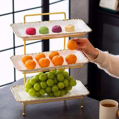 Multi-Layer Fruit Plate High-End Good-looking Household Three-Layer Light Luxury Front Desk Dim Sum Plate Moving into the New House Tray