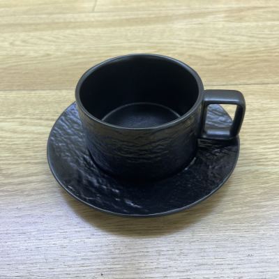 Stone Pattern Cup and Saucer Black Cup and Saucer Coffee Set Restaurant Cup and Saucer Classic Black and White Cup and Saucer European Style Cup and Saucer