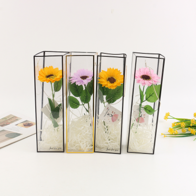 Valentine's Day Gift Sunflower SUNFLOWER Preserved Fresh Flower Bouquet Single Stem Portable Box Small Ornaments Factory Direct Sales Cross-Border