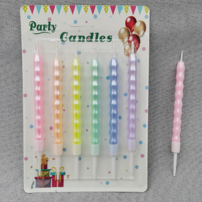 Paris Style Rainbow Curve Straight Rod Candle Candy Color Oriental Pearl Birthday Cake Candle Decoration Plug-in Decoration