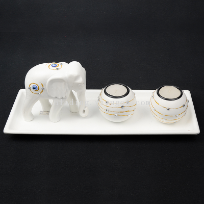 Modern Style Elephant Candle Combination Crafts Lighting Ornaments European Court Candlestick Ornament Aromatherapy Storm Lantern