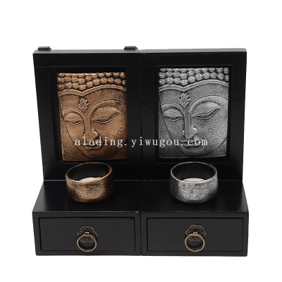 Home Decoration Resin Crafts Zen Buddha Candlestick Southeast Asia Antique Style Jewelry Box Change Storage Box