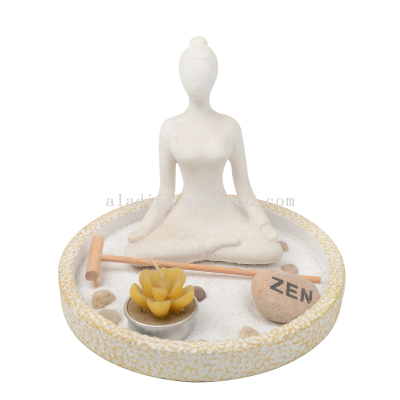 Sandstone Yoga Modeling Zen Ornament Crafts Lotus Candle Candlestick Desktop Villa Bar Decoration Props