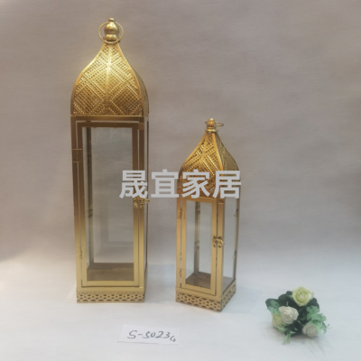 Castle Golden Vintage Crafts Storm Lantern Candlestick