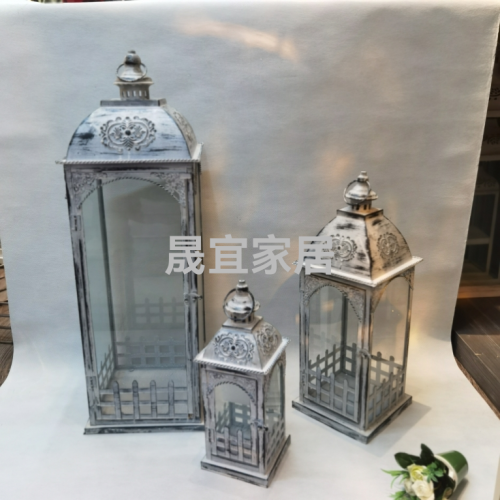 铁艺复古城堡婚庆庭院婚落地风灯烛台M-107B