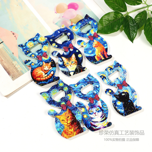 多彩猫咪马赛克开瓶器冰箱贴萌趣卡通装饰磁贴创意家居旅行纪念