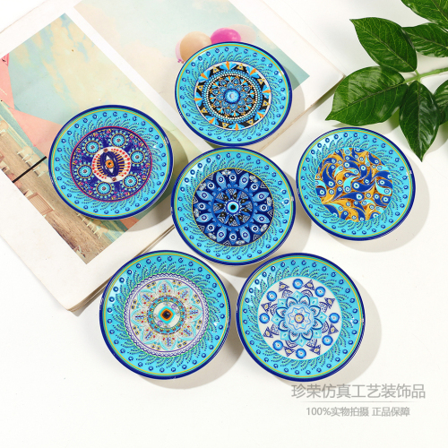 艺术感家居旅行纪念创意炫彩蓝调曼陀罗冰箱贴异域花纹装饰磁贴