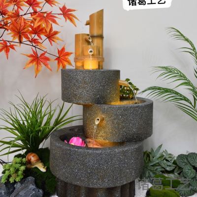 Jiangnan water series archaize wood carving small courtyard in the rain to enjoy the beauty of flowing water handicraft articles