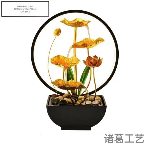 铁艺流水创意悬壶流水器办公室桌面摆件玄关客厅灯圈倒流香炉