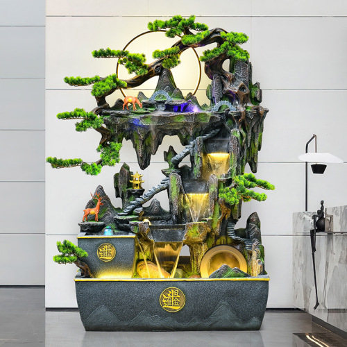 树脂假山流水摆件循环水景造景别墅庭院阳台客厅装饰品幕帘墙