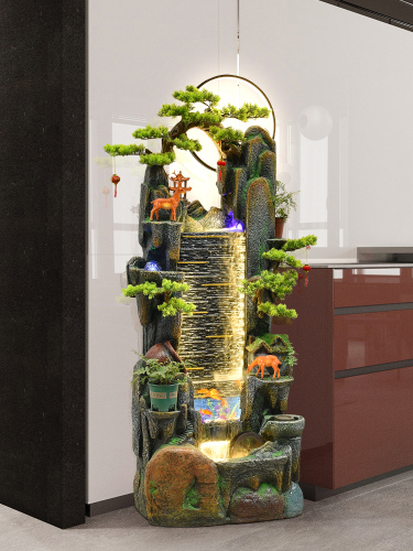 鱼缸水幕墙屏风流水摆件循环水客厅玄关落地装饰水景假山喷泉造景