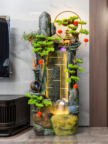 假山流水喷泉景观循环水办公室客厅装饰品鱼池水轮落地工艺品摆件