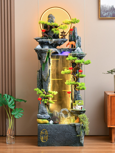 假山流水喷泉摆件客厅玄关循环水景观加湿器办公室装饰水轮工艺品