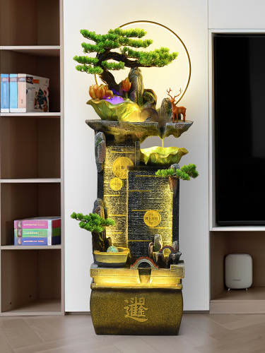 假山流水喷泉水轮落地循环水家居电视柜摆件办公室开业礼品工艺品
