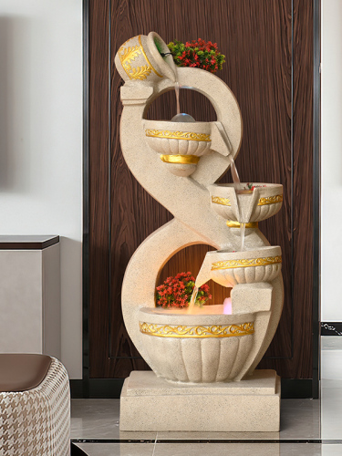 轻奢高档流水摆件客厅玄关循环水造景装饰品鱼池乔迁新居礼物