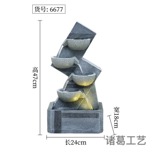 树脂工艺品流水生财 假山喷泉流水雾化加湿器别墅装饰流水摆件