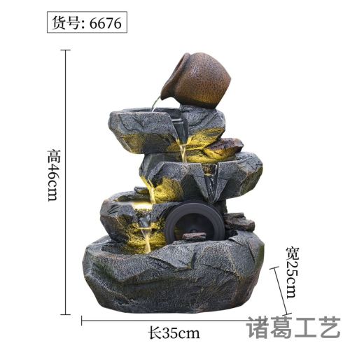 铁丸石石雕流水摆件 一角禅 知足长乐雾化加湿器 浴缸盆景摆件