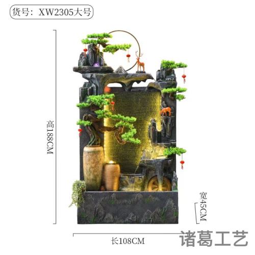 树脂工艺品 幕帘屏风假山喷泉流水雾化加湿器 会所庭院装饰摆件