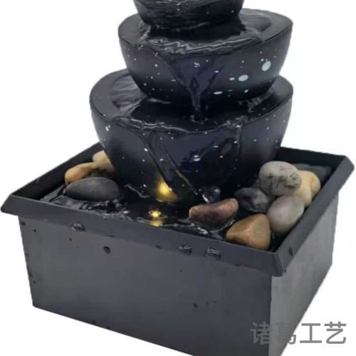 桌面创意陶瓷沙弥倒流香雾化加湿喷泉摆件室内装饰送礼禅茶文化