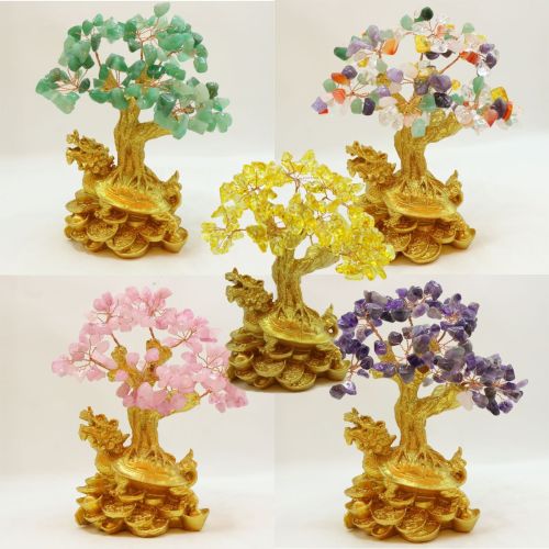 黄水晶树龙龟底座摆件家居装饰用品摆设厂家批发桌面摆件水晶树