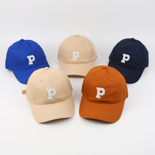 korean style cotton embroidered p letter children‘s popular baseball cap sun hat peaked cap hat