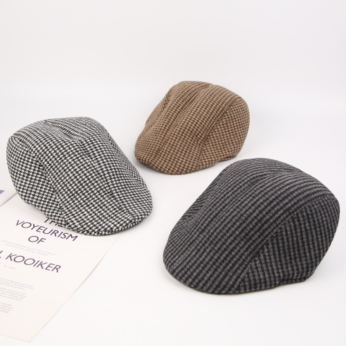 Factory Direct Sales Plaid Belay Cap Gentleman Youth Peaked Cap Men and Women All-Matching British Painter Advance Hats