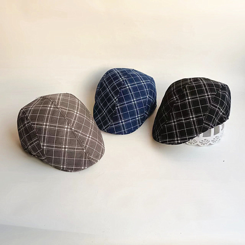 factory direct sales plaid belay cap gentleman youth peaked cap men and women all-matching british painter advance hats