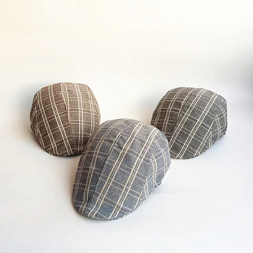 factory direct sales plaid polyester cotton beret cap gentleman youth peaked cap men and women all-matching british painter advance hats