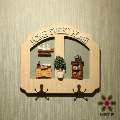 Sweet Home Words Pastoral Style Log Texture Wall Creative Three-Dimensional Wall Hook Home Crafts
