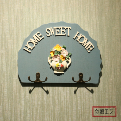 Factory Direct Sales Sweet Home Words Pastoral Style Log Texture Wall Creative Three-Dimensional Wall Hook