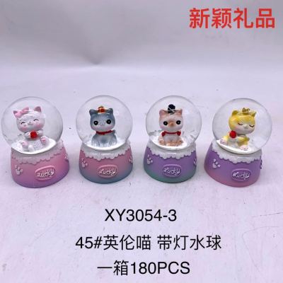 British Meow No. 45 Resin with Light Crystal Ball Decoration Children's Day Christmas Birthday Gift Promotional Items