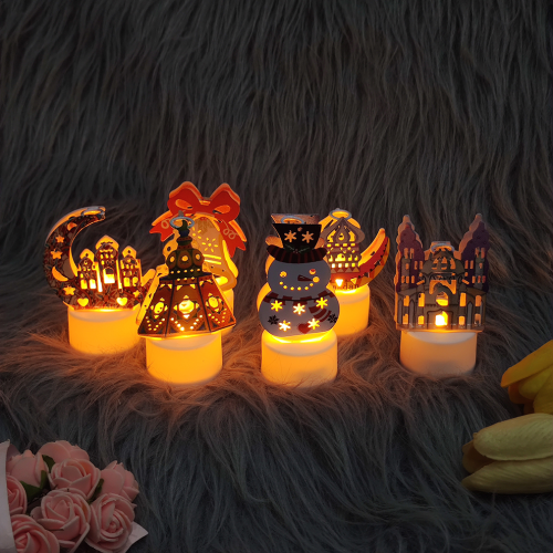 Christmas Decoration Electric Candle Lamp Christmas Tree Santa Claus Snowman Creative Candles Small Night Lamp Ornaments Cross-Border
