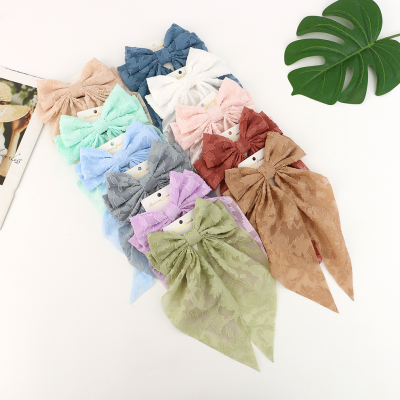 Korean Style Chiffon Bow Tie Top Clip Spring Clip Advanced Gentle French Style Barrettes Spring and Summer Hair Accessories Ribbon Silk Scarf Soft