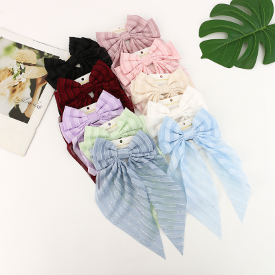 Sweet Korean Style Ribbon Bowknot Hair Accessories Barrettes Women's Summer Fabric Back Head Hairpin All-Match Spring Clip Wholesale