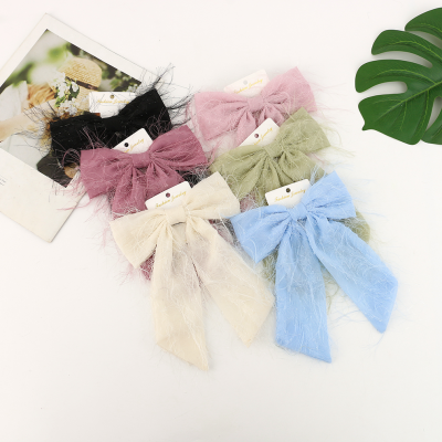Korean Style New Online Red Big Bow Barrettes Simple Fabric Wide Edge Head Clip Fashion Back Head Spring Clip for Women