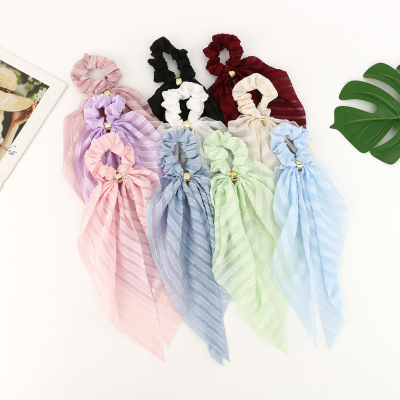 Large Intestine Hair Band Ribbon Fabric Knotting Hairband Headband Monochrome Korean Bow Girls Simple Hair Ring Wholesale