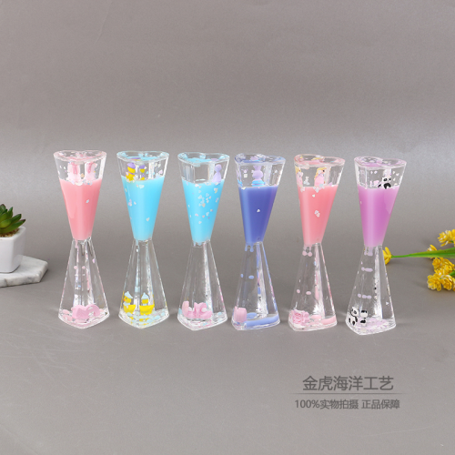 Creative heart-shaped oil droplet hourglass ornament floating cartoon animal oil drop hourglass toy