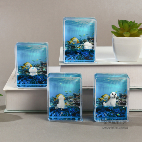 创意可爱北极熊漂流瓶家居饰品摆件亚克力入油磁铁冰箱贴礼品批发