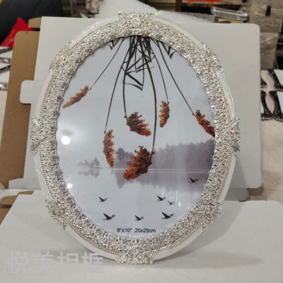 Oval Mirror Glass Crystal Plug-in Photo Frame Custom Photo Frame with Light