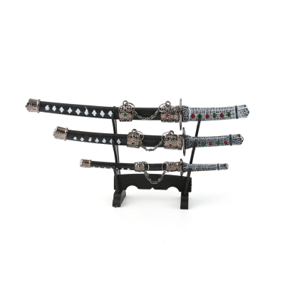 Samurai Sword Letter Opener Mini Three-Piece Set Gifts & Crafts Japanese Knife Non-Cutting Scenic Spot Tourist Souvenir