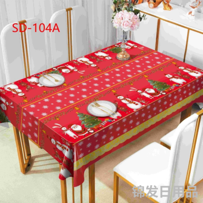 2023 Affordable Luxury Style Yarn Cloth Christmas PVC Tablecloth Waterproof Anti-Oil Stain Reverse Yarn Cloth Fit Tablecloth